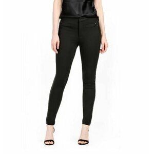 PAIGE Merci Slim Pants Black Stretch Faux Leather Tuxedo Stripe SZ 30 NEW $219